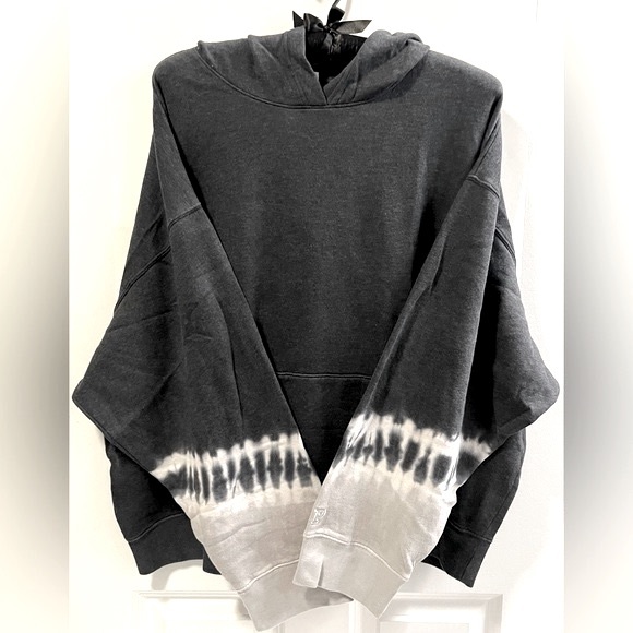 Victoria’s Secret PINK “Campus Charcoal Dip Dye” Tie-Dye Hooded Sweatshirt XXL - Picture 4 of 15